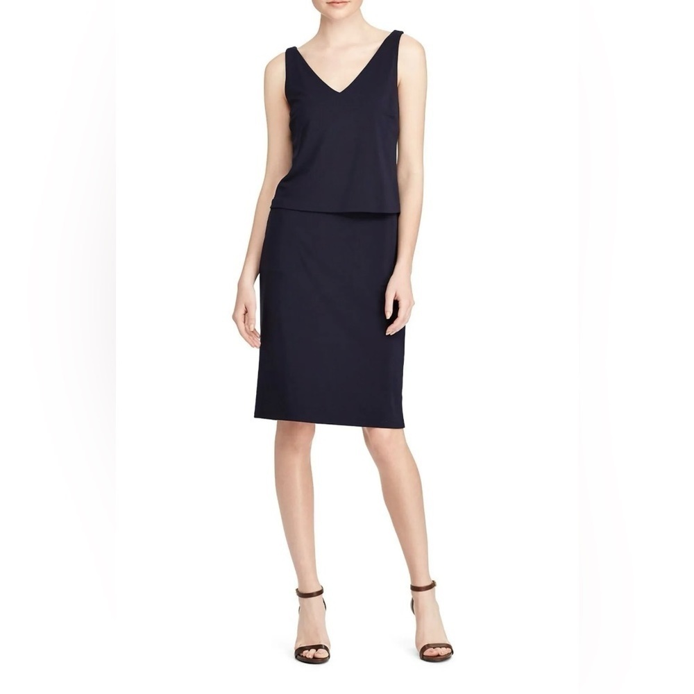 LAUREN RALPH LAUREN Size PM Pocketed Sleeveless Sheath Dress Classic party Black